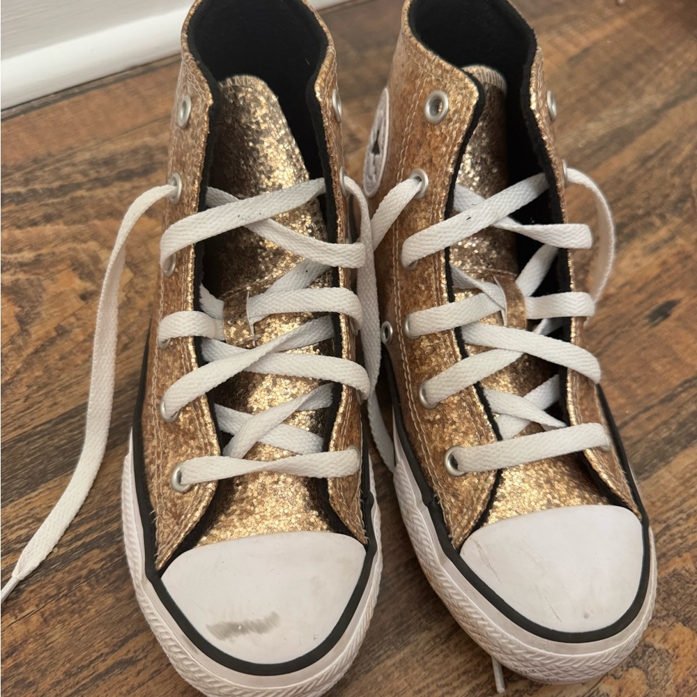 Converse Gold and White High-Tops